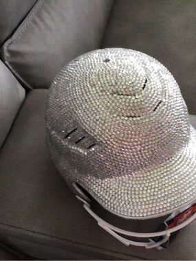Rawlings Crystal-Covered Decorative Helmet - Silver